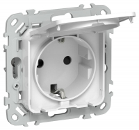 Розетка СП FLITE РСшкр11-1-44-ФлБ 16А IP44 с заземл. с защ. шторками и крышкой безвинтовое крепление механизм бел. IEK FI-R16-16-1-44-K01