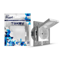 Розетка 1-м СП Pixel IP44 с заземл. с крышкой механизм бел. TOKOV ELECTRIC TKE-PX-R1ZSW1-C01-IP44