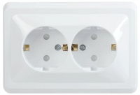 Розетка 2-м СП Вега РСш12-3-ВБ с заземл. контактом и защ. штор 16А бел. GENERICA ERV24-K01-16-DM