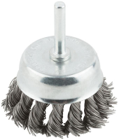 Корщетка тип "чашка" со штифтом стальная витая проволока 65мм MOS 38497М