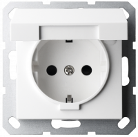 Розетка SHUKO Jasmart с крышкой с защитными шторками 16A 250V 2P+T белый глянцевый G5505W