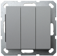 Выключатель трёхклавишный Jasmart в комплекте с накладкой 10A 250V цвет алюминий G3031S