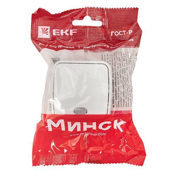 Выключатель 1-кл. ОП Минск 10А IP20 с индикатором бел. Basic EKF EGV10-121-10 Выключатель 1-кл. ОП Минск 10А IP20 с индикатором бел. Basic EKF EGV10-121-10