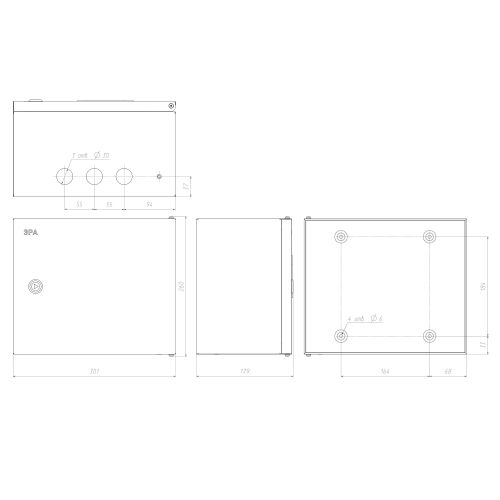 Корпус металлический ЩМПг-02 250х300х175 IP54 NO_SIMPLE_STM_SHMPg-02_IP54 ЭРА Б0041665