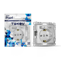 Розетка 1-м СП Pixel IP20 с заземл. с 2-мя заряд. устр. USB тип A+C механизм алюм. TOKOV ELECTRIC TKE-PX-R1U2AC-C03