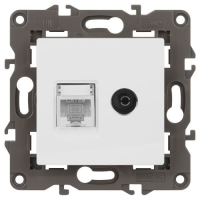 Розетка компьютерная + телевизионная Elegance 14-3110-01М RJ45+TV матов. бел. Эра Б0065767