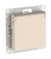Розетка с заземл. со шторк. с крышкой, 16А,IP20,мех., быстрозажим. клем. Systeme Electric AtlasDesign Бежевый ATN000246S