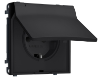 Комплект механизма электрической розетки SIGMA Черный Мягкое касание 50Hz 2P+E с/з с/ш и крышкой IP44 16A-250V QUANT PRO Ambrella Volt MS988010 (SP9880, PR141)