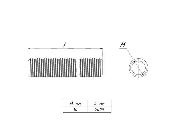 Шпилька М10 L2000 EKF shpm10x2000