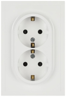 Розетка ЭРА Galaxy 15-2104-01 с заземлением двойная 2X2P+E Schuko 16А-250В IP20 белый Б0070678