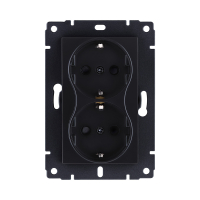 Розетка штепсельная SCHUKO двойная 16A/250 В, черный матовый Kollinger REA-032BM для Aspekt, Eleganz, Reflex