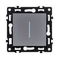 Выключатель 1-клавишный 10А/250В с LED подсветкой, серый Kollinger Asthetik AS-007GY
