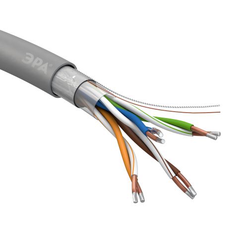 Кабель витая пара F/UTP кат.5E 4х2х24AWG solid CCA PVC Simple сер. (м) FL-4-PVC-A Эра Б0044440