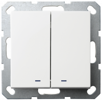 Выключатель двухклавишный перекрестный Jasmart со светодиодами с накладкой 10A 250V белый глянцевый G3023NW