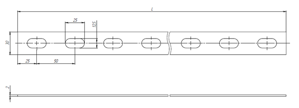 Полоса перфорированная 30мм L2000 2мм ПП30 К202 EKF pp302000-2