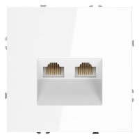 Розетка компьютерная 2-м СП S70 RJ45 + RJ45 кат.6 механизм бел. глянцевый Voltum VLS060201