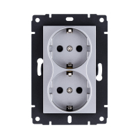Розетка штепсельная SCHUKO двойная 16A/250 В, серый Kollinger REA-032GY для Aspekt, Eleganz, Reflex