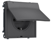 Комплект механизма электрической розетки SIGMA Антрацит серый 50Hz 2P+E с/з с/ш и крышкой IP44 16A-250V QUANT PRO Ambrella Volt MS658010 (SP6580, PR141)