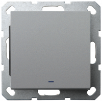 Выключатель со светодиодом Jasmart проходной одноклавишный в комплекте с накладкой 10A 250V цвет алюминий G3012NS