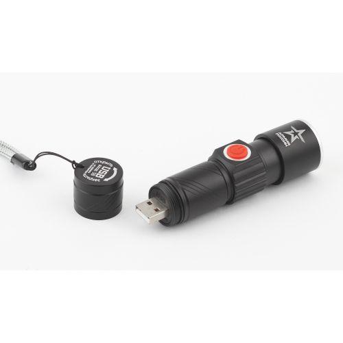 Фонарь аккумуляторный универсальный Армия России Циркон MA-601 3Вт регулир. фокус 3 режима Li USB алюм. (блист.) Эра Б0030191