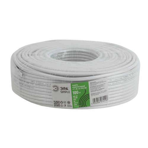 Кабель коаксиальный RG-6U CCS/оплетка Al 64% PVC 75Ом бел. (м) RL-64-PVC100 Simple Эра Б0044597
