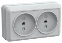 Розетка 2-м ОП Октава РСш22-2-ОБ 10А IP20 без заземл. защ. шторки бел. GENERICA ERO23-K01-10-DC