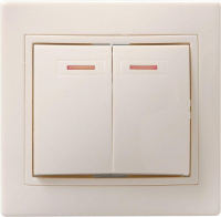 Выключатель 2-кл. СП Кварта 10А IP20 ВС10-2-1-ККм с индикацией крем. GENERICA EVK21-K33-10-DM