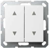 Выключатель двухклавишный Jasmart для жалюзи/штор в комплекте с накладкой белый глянцевый 10A 250V G3028W