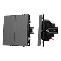 Механизм звонкового выключателя двухклавишный Arlight SWT-NOBE-MKR2-SFPL-GR (230V, 10A) (Серый базальт) 061740