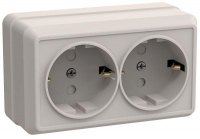 Розетка 2-м ОП Октава РСш22-3-ОКм 16А IP20 с заземл. защ. шторки крем. GENERICA ERO24-K33-16-DC