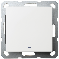 Выключатель одноклавишный проходной Jasmart со светодиодом с накладкой 10A 250V белый глянцевый G3012NW