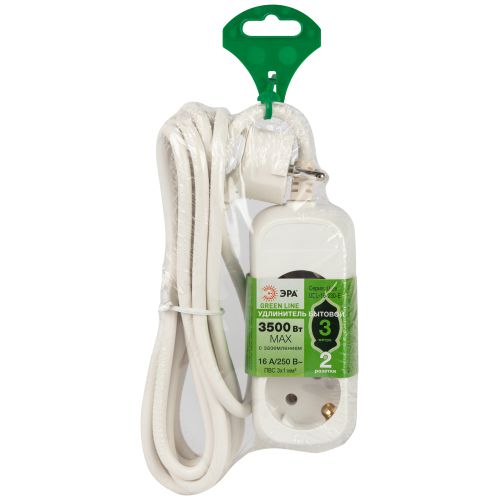 Удлинитель 2х3м с заземл. ПВС 3х1 UDL-16-230-E Greenline Эра Б0065065