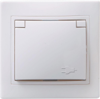 Розетка 1-м СП Кварта РСбш10-3-КБ 16А IP20 с заземл. защ. шторки с крышкой бел. GENERICA ERK12-K01-16-DM