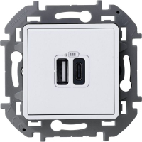 Устройство зарядное Inspiria с 2-мя USB разьемами A и C 240В/5В 3000мА бел. IEK 673760
