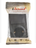 Блок ОП LETO (2-кл. выключатель + 1-м розетка с заземл.) горизонт. черн. бархат LEZARD 752-4200-170BKP Блок ОП LETO (2-кл. выключатель + 1-м розетка с заземл.) горизонт. черн. бархат LEZARD 752-4200-170BKP
