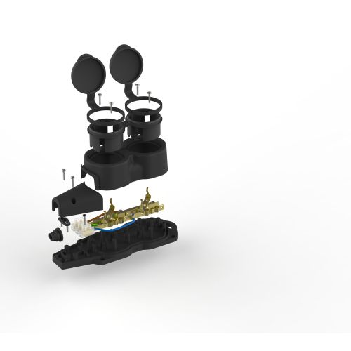 Колодка 2-м с заземл. 16A IP44 KX-2e-B-IP44 каучук. черн. Эра Б0068451