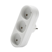 Разветвитель 3-м без заземл. 10А 2200Вт 250В плоский бел. DОМТОК 2655
