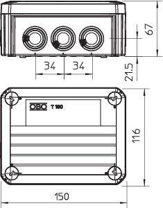 Коробка распределительная 150х116х67мм T100 ED 10-5 OBO 7205533