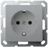 Розетка SHUKO Jasmart с защитными шторками (2P+T) 16A 250V цвет алюминий G5501S