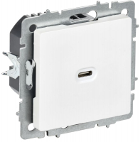 Розетка СП BRITE РЮ12-1-БрАБ USB C 65Вт высокоскор. заряд. арктич. бел. IEK BR-U13-065-K91