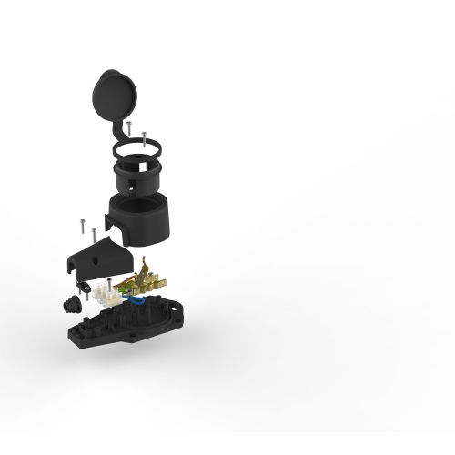 Колодка 1-м с заземл. 16A IP44 KX-1e-B-IP44 каучук. черн. Эра Б0068402