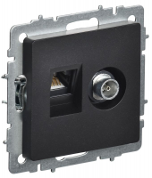 Розетка компьютерная + телевизионная 2-м Brite РТВ/РК12-БрЧ RJ45 кат.5E + TV механизм черн. IEK BR-AK20-1-K02
