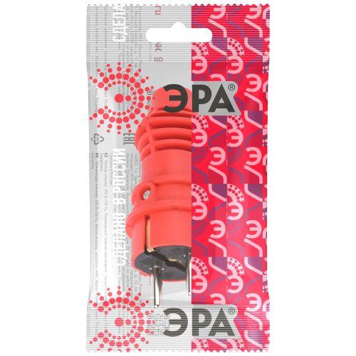 Вилка прямая VX13-R-IP44 16А IP44 с заземл. каучук красн. Эра Б0069322