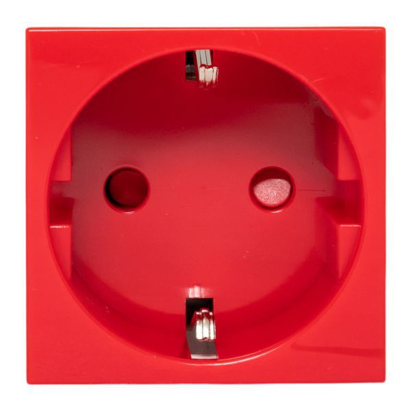 Розетка 45х45 (2 модуля) с заземл. прямая красн. EKF E2MR16-028-70
