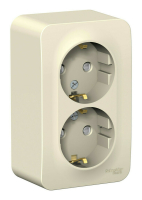 Розетка 2-ая с/з со шторками 16А, 250В, изолир. Пластина Systeme Electric Blanca наруж Молочная BLNRA011212