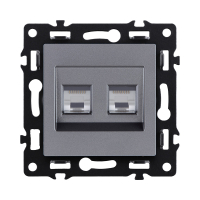 Розетка двойная Ethernet RJ45 Cat.6, серый Kollinger Asthetik AS-018GY