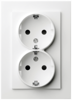 Двойная розетка SHUKO Jasmart с защитными шторками 16A 250V 2P+T белый глянцевый G5504W