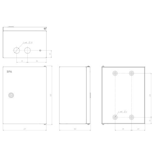 Корпус металлический ЩМПг-00 290х220х155 IP54 NO_SIMPLE_STM_SHMPg-00_IP54 ЭРА Б0041664