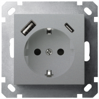 Розетка SHUKO Jasmart с USB тип A + C1 с защитными шторками (2P+T) 25W 16A 250V G5501USB-25S