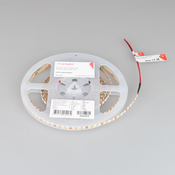 Светодиодная лента Arlight RZ-A120-6mm 12V Cool 8K (12 W/m, IP20, 2835, 5m) 036453